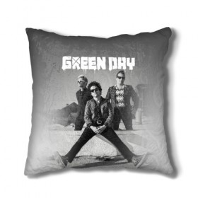 Подушка 3D с принтом Green Day в Петрозаводске, наволочка – 100% полиэстер, наполнитель – холлофайбер (легкий наполнитель, не вызывает аллергию). | состоит из подушки и наволочки. Наволочка на молнии, легко снимается для стирки | green day | greenday | punk | rock | грин дэй | группы | музыка | панк | рок