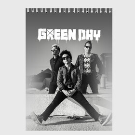 Скетчбук с принтом Green Day в Петрозаводске, 100% бумага
 | 48 листов, плотность листов — 100 г/м2, плотность картонной обложки — 250 г/м2. Листы скреплены сверху удобной пружинной спиралью | Тематика изображения на принте: green day | greenday | punk | rock | грин дэй | группы | музыка | панк | рок