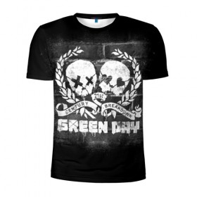 Мужская футболка 3D спортивная с принтом Green Day в Петрозаводске, 100% полиэстер с улучшенными характеристиками | приталенный силуэт, круглая горловина, широкие плечи, сужается к линии бедра | green day | greenday | punk | rock | грин дэй | группы | музыка | панк | рок