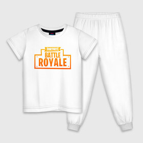 Детская пижама хлопок с принтом FORTNITE BATTLE ROYALE в Петрозаводске, 100% хлопок |  брюки и футболка прямого кроя, без карманов, на брюках мягкая резинка на поясе и по низу штанин
 | 2019 | armor | armour | cybersport | esport | fortnite | game | llama | logo | броня | игра | киберспорт | лама | фиолетовый | фирменные цвета | фортнайт