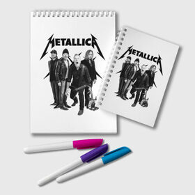 Блокнот с принтом Metallica в Петрозаводске, 100% бумага | 48 листов, плотность листов — 60 г/м2, плотность картонной обложки — 250 г/м2. Листы скреплены удобной пружинной спиралью. Цвет линий — светло-серый
 | heavy metal | metal | metallica | группы | метал | металлика | музыка | рок | трэш метал | хєви метал