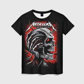 Женская футболка 3D с принтом Metallica в Петрозаводске, 100% полиэфир ( синтетическое хлопкоподобное полотно) | прямой крой, круглый вырез горловины, длина до линии бедер | heavy metal | metal | metallica | группы | метал | металлика | музыка | рок | трэш метал | хєви метал
