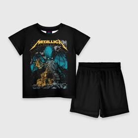 Детский костюм с шортами 3D с принтом Metallica в Петрозаводске,  |  | Тематика изображения на принте: heavy metal | metal | metallica | группы | метал | металлика | музыка | рок | трэш метал | хєви метал