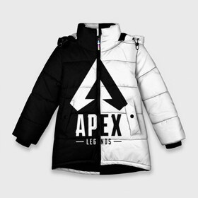 Зимняя куртка для девочек 3D с принтом APEX LEGENDS в Петрозаводске, ткань верха — 100% полиэстер; подклад — 100% полиэстер, утеплитель — 100% полиэстер. | длина ниже бедра, удлиненная спинка, воротник стойка и отстегивающийся капюшон. Есть боковые карманы с листочкой на кнопках, утяжки по низу изделия и внутренний карман на молнии. 

Предусмотрены светоотражающий принт на спинке, радужный светоотражающий элемент на пуллере молнии и на резинке для утяжки. | apex | legend | legends | titanfall | апекс | арех | бангалор | бладхаунд | верхушки | гибралтар | каустик | лайфлайн | легенда | легенды | ледженд | леджендс | мираж | орех | рэйф | титанфол