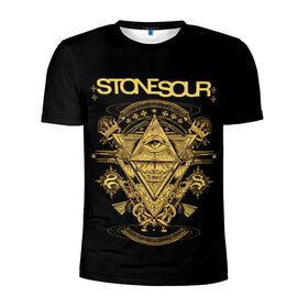 Мужская футболка 3D спортивная с принтом Stone Sour в Петрозаводске, 100% полиэстер с улучшенными характеристиками | приталенный силуэт, круглая горловина, широкие плечи, сужается к линии бедра | metal | rock | slipknot | stone sour | альтернатива | группы | кори тейлор | метал | музыка | ню метал | рок