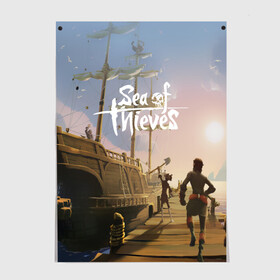 Постер с принтом Sea of Thieves в Петрозаводске, 100% бумага
 | бумага, плотность 150 мг. Матовая, но за счет высокого коэффициента гладкости имеет небольшой блеск и дает на свету блики, но в отличии от глянцевой бумаги не покрыта лаком | blade | captain | game | hat | ken | pirate | sea of thieves | snake | sword | tatoo | woman | игры | пираты