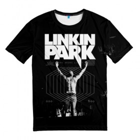 Мужская футболка 3D с принтом Linkin Park в Петрозаводске, 100% полиэфир | прямой крой, круглый вырез горловины, длина до линии бедер | 