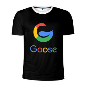 Мужская футболка 3D спортивная с принтом GOOSE в Петрозаводске, 100% полиэстер с улучшенными характеристиками | приталенный силуэт, круглая горловина, широкие плечи, сужается к линии бедра | android | google | gussi | андройд | гуси