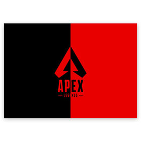 Поздравительная открытка с принтом APEX LEGENDS RED в Петрозаводске, 100% бумага | плотность бумаги 280 г/м2, матовая, на обратной стороне линовка и место для марки
 | Тематика изображения на принте: apex | legend | legends | titanfall | апекс | арех | бангалор | бладхаунд | верхушки | гибралтар | каустик | лайфлайн | легенда | легенды | ледженд | леджендс | мираж | орех | рэйф | титанфол