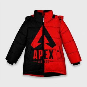Зимняя куртка для девочек 3D с принтом APEX LEGENDS RED в Петрозаводске, ткань верха — 100% полиэстер; подклад — 100% полиэстер, утеплитель — 100% полиэстер. | длина ниже бедра, удлиненная спинка, воротник стойка и отстегивающийся капюшон. Есть боковые карманы с листочкой на кнопках, утяжки по низу изделия и внутренний карман на молнии. 

Предусмотрены светоотражающий принт на спинке, радужный светоотражающий элемент на пуллере молнии и на резинке для утяжки. | apex | legend | legends | titanfall | апекс | арех | бангалор | бладхаунд | верхушки | гибралтар | каустик | лайфлайн | легенда | легенды | ледженд | леджендс | мираж | орех | рэйф | титанфол