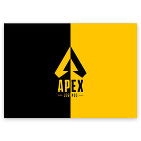 Поздравительная открытка с принтом APEX LEGENDS YELLOW в Петрозаводске, 100% бумага | плотность бумаги 280 г/м2, матовая, на обратной стороне линовка и место для марки
 | apex | legend | legends | titanfall | апекс | арех | бангалор | бладхаунд | верхушки | гибралтар | каустик | лайфлайн | легенда | легенды | ледженд | леджендс | мираж | орех | рэйф | титанфол