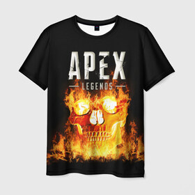 Мужская футболка 3D с принтом APEX LEGENDS в Петрозаводске, 100% полиэфир | прямой крой, круглый вырез горловины, длина до линии бедер | apex | apex legends | апекс | апекс легенд | апекс легендс | бой | игра | компьютерная игра | королевская битва | лучшее | огонь | онлайн игра | популярное | хит | череп | шутер