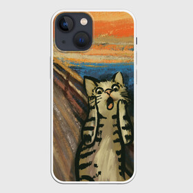 Чехол для iPhone 13 mini с принтом Крик котика в Петрозаводске,  |  | cat | картина | кот | котик | котики | коты | котэ | кошак | крик | мем | приколы