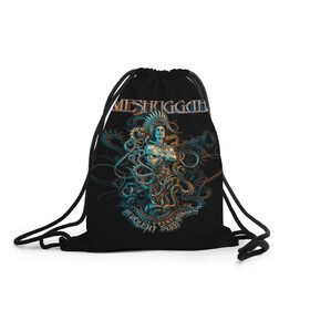 Рюкзак-мешок 3D с принтом Meshuggah в Петрозаводске, 100% полиэстер | плотность ткани — 200 г/м2, размер — 35 х 45 см; лямки — толстые шнурки, застежка на шнуровке, без карманов и подкладки | Тематика изображения на принте: djent | jens kidman | meshuggah | metal | грув метал | группы | метал | мешуга | музыка | рок