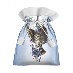 Подарочный 3D мешок с принтом сова в Петрозаводске, 100% полиэстер | Размер: 29*39 см | owl | кристаллы | ночь | птица | сова | филин