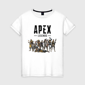 Женская футболка хлопок с принтом Full Roster в Петрозаводске, 100% хлопок | прямой крой, круглый вырез горловины, длина до линии бедер, слегка спущенное плечо | apex | apex legends | legends | titanfall | titanfall apex legends | апекс | апекс ледженс | титанфол | титанфолл легендс