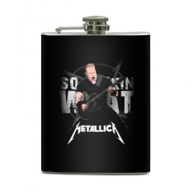 Фляга с принтом Metallica в Петрозаводске, металлический корпус | емкость 0,22 л, размер 125 х 94 мм. Виниловая наклейка запечатывается полностью | 