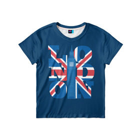 Детская футболка 3D с принтом London в Петрозаводске, 100% гипоаллергенный полиэфир | прямой крой, круглый вырез горловины, длина до линии бедер, чуть спущенное плечо, ткань немного тянется | city | england | flag | london | symbol | tow | uk | англия | башня | биг бен | великобритания | город | городской | графика | жёлтое | закат | иллюстрация | искусство | лондон | мода | молодёжная | небо | рисунок | символ