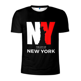 Мужская футболка 3D спортивная с принтом New York City в Петрозаводске, 100% полиэстер с улучшенными характеристиками | приталенный силуэт, круглая горловина, широкие плечи, сужается к линии бедра | america | city | large | liberty | new york | sculpture | statue | symbol | usa | америка | большие | буквы | город | графика | жизни | иллюстрация | искусство | мода | нью йорк | рисунок | свободы | силуэт | символ | скульптура | статуя