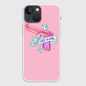 Чехол для iPhone 13 mini с принтом FIGHT LIKE A GIRL в Петрозаводске,  |  | 8 марта | feminism | girl power | like a girl | venus | весна | женщины | международный женский день | подарок | феминизм