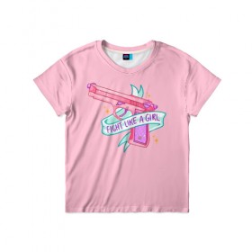 Детская футболка 3D с принтом FIGHT LIKE A GIRL в Петрозаводске, 100% гипоаллергенный полиэфир | прямой крой, круглый вырез горловины, длина до линии бедер, чуть спущенное плечо, ткань немного тянется | 8 марта | feminism | girl power | like a girl | venus | весна | женщины | международный женский день | подарок | феминизм