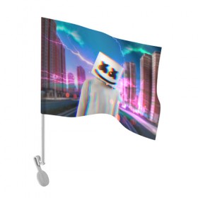 Флаг для автомобиля с принтом Marshmello Glitch в Петрозаводске, 100% полиэстер | Размер: 30*21 см | christopher | comstock | dj | dotcom | fortnite | friends | glitch | marshmallow | marshmello | usa | глитч | диджей | друзья | зефир | комсток | крис | мармелад | маршмэллоу | молнии | музыка | продюсер | сша | фортнайт | хаус | электро