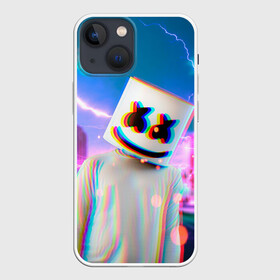 Чехол для iPhone 13 mini с принтом Marshmello Glitch в Петрозаводске,  |  | christopher | comstock | dj | dotcom | fortnite | friends | glitch | marshmallow | marshmello | usa | глитч | диджей | друзья | зефир | комсток | крис | мармелад | маршмэллоу | молнии | музыка | продюсер | сша | фортнайт | хаус | электро