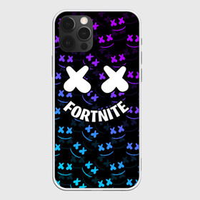 Чехол для iPhone 12 Pro с принтом FORTNITE x MARSHMELLO в Петрозаводске, силикон | область печати: задняя сторона чехла, без боковых панелей | 2019 | armor | armour | cybersport | esport | fortnite | game | llama | logo | броня | игра | киберспорт | лама | фиолетовый | фирменные цвета | фортнайт