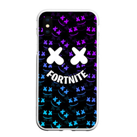 Чехол для iPhone XS Max матовый с принтом FORTNITE x MARSHMELLO в Петрозаводске, Силикон | Область печати: задняя сторона чехла, без боковых панелей | 2019 | armor | armour | cybersport | esport | fortnite | game | llama | logo | броня | игра | киберспорт | лама | фиолетовый | фирменные цвета | фортнайт