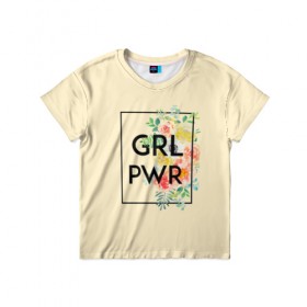 Детская футболка 3D с принтом Girl power в Петрозаводске, 100% гипоаллергенный полиэфир | прямой крой, круглый вырез горловины, длина до линии бедер, чуть спущенное плечо, ткань немного тянется | 8 марта | feminism | girl power | like a girl | venus | весна | женщины | международный женский день | подарок | феминизм