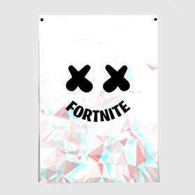 Постер с принтом FORTNITE x MARSHMELLO в Петрозаводске, 100% бумага
 | бумага, плотность 150 мг. Матовая, но за счет высокого коэффициента гладкости имеет небольшой блеск и дает на свету блики, но в отличии от глянцевой бумаги не покрыта лаком | 2019 | dj | fortnite | game | glitch | marshmello | usa | америка | глитч | игра | клубная музыка | маршмелло | музыка | музыкант | ф | фортнайт