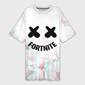 Платье-футболка 3D с принтом FORTNITE x MARSHMELLO в Петрозаводске,  |  | 2019 | dj | fortnite | game | glitch | marshmello | usa | америка | глитч | игра | клубная музыка | маршмелло | музыка | музыкант | ф | фортнайт