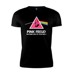 Мужская футболка премиум с принтом Pink Freud в Петрозаводске, 92% хлопок, 8% лайкра | приталенный силуэт, круглый вырез ворота, длина до линии бедра, короткий рукав | Тематика изображения на принте: pink freud | sigmund freud | зигмунд фрейд | фрейд