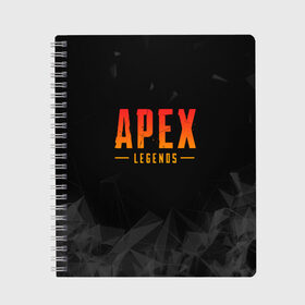 Тетрадь с принтом APEX LEGENDS в Петрозаводске, 100% бумага | 48 листов, плотность листов — 60 г/м2, плотность картонной обложки — 250 г/м2. Листы скреплены сбоку удобной пружинной спиралью. Уголки страниц и обложки скругленные. Цвет линий — светло-серый
 | apex | apex legends | battle | battle royal | titanfall | апекс | апекс легендс | батл рояль | битва | война | королевская битва