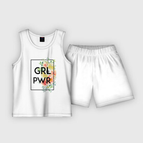 Детская пижама с шортами хлопок с принтом GRL PWR в Петрозаводске,  |  | 8 марта | feminism | girl power | like a girl | venus | весна | женщины | международный женский день | подарок | феминизм