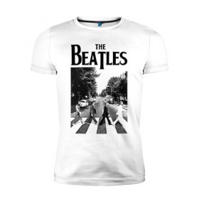 Мужская футболка премиум с принтом The Beatles в Петрозаводске, 92% хлопок, 8% лайкра | приталенный силуэт, круглый вырез ворота, длина до линии бедра, короткий рукав | beatles | the beatles | битлз | битлс | битлы | группы | джон леннон | джордж харрисон | легенды | музыка | пол маккартни | ринго старр | рок