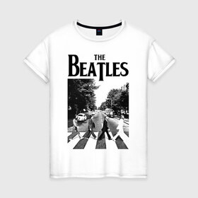 Женская футболка хлопок с принтом The Beatles в Петрозаводске, 100% хлопок | прямой крой, круглый вырез горловины, длина до линии бедер, слегка спущенное плечо | beatles | the beatles | битлз | битлс | битлы | группы | джон леннон | джордж харрисон | легенды | музыка | пол маккартни | ринго старр | рок