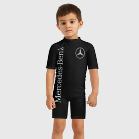 Детский купальный костюм 3D с принтом MERCEDES-BENZ (2 стороны) в Петрозаводске, Полиэстер 85%, Спандекс 15% | застежка на молнии на спине | amg | benz | carbon | logo | mercedes | амг | бенз | бенс | бенц | гелик | карбон | лого | мерин | мерс | мерседес | на спине