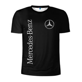 Мужская футболка 3D спортивная с принтом MERCEDES-BENZ (2 стороны) в Петрозаводске, 100% полиэстер с улучшенными характеристиками | приталенный силуэт, круглая горловина, широкие плечи, сужается к линии бедра | amg | benz | carbon | logo | mercedes | амг | бенз | бенс | бенц | гелик | карбон | лого | мерин | мерс | мерседес | на спине