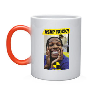 Кружка хамелеон с принтом A$AP ROCKY в Петрозаводске, керамика | меняет цвет при нагревании, емкость 330 мл | aap | asap | mob | rap | rocky | testing | асап | банда | моб | раким | реп | роки | рэп | рэпер | тестинг | эйсап | эсап