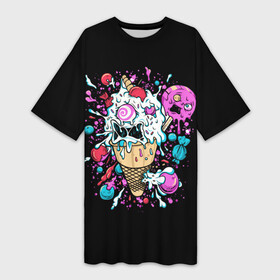 Платье-футболка 3D с принтом Мороженое Монстр в Петрозаводске,  |  | candy | ice cream | marshmallow | monster | monsters | oreo | sweets | zombie | зомби | леденец | леденцы | маршмеллоу | монстр | монстры | мороженое | орео | сладости