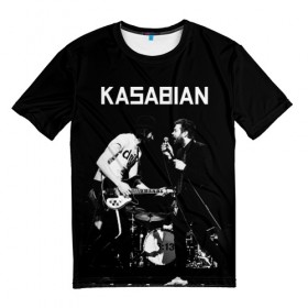 Мужская футболка 3D с принтом Kasabian в Петрозаводске, 100% полиэфир | прямой крой, круглый вырез горловины, длина до линии бедер | kasabian | группы | касабиан | касейбиан | крис эдвардс | музыка | рок | рок группы | серджио пиццорно | том мейган