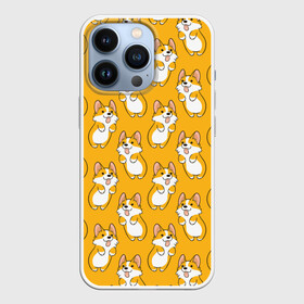 Чехол для iPhone 13 Pro с принтом Корги Паттерн 2 в Петрозаводске,  |  | веселый | лапочка | милый | мимими | оранжевый | пес | песик | собака | счастье | щенок
