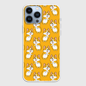 Чехол для iPhone 13 Pro Max с принтом Корги Паттерн 2 в Петрозаводске,  |  | веселый | лапочка | милый | мимими | оранжевый | пес | песик | собака | счастье | щенок