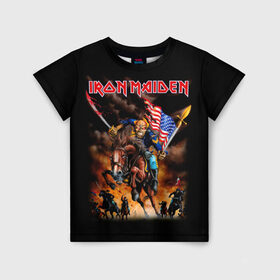 Детская футболка 3D с принтом Iron Maiden в Петрозаводске, 100% гипоаллергенный полиэфир | прямой крой, круглый вырез горловины, длина до линии бедер, чуть спущенное плечо, ткань немного тянется | Тематика изображения на принте: heavy metal | iron maiden | metal | айрон мейден | группы | метал | музыка | рок | хеви метал