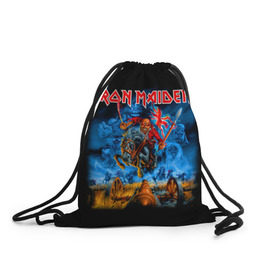 Рюкзак-мешок 3D с принтом Iron Maiden в Петрозаводске, 100% полиэстер | плотность ткани — 200 г/м2, размер — 35 х 45 см; лямки — толстые шнурки, застежка на шнуровке, без карманов и подкладки | heavy metal | iron maiden | metal | айрон мейден | группы | метал | музыка | рок | хеви метал
