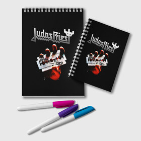 Блокнот с принтом Judas Priest в Петрозаводске, 100% бумага | 48 листов, плотность листов — 60 г/м2, плотность картонной обложки — 250 г/м2. Листы скреплены удобной пружинной спиралью. Цвет линий — светло-серый
 | judas priest | metal | rock | группы | метал | музыка | рок | хард рок | хэви метал