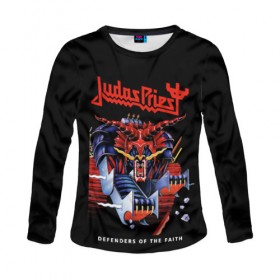 Женский лонгслив 3D с принтом Judas Priest в Петрозаводске, 100% полиэстер | длинные рукава, круглый вырез горловины, полуприлегающий силуэт | judas priest | metal | rock | группы | метал | музыка | рок | хард рок | хэви метал
