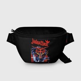 Поясная сумка 3D с принтом Judas Priest в Петрозаводске, 100% полиэстер | плотная ткань, ремень с регулируемой длиной, внутри несколько карманов для мелочей, основное отделение и карман с обратной стороны сумки застегиваются на молнию | judas priest | metal | rock | группы | метал | музыка | рок | хард рок | хэви метал