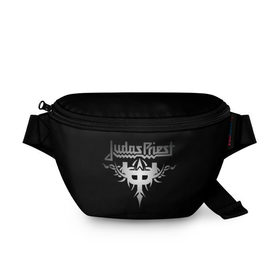 Поясная сумка 3D с принтом Judas Priest в Петрозаводске, 100% полиэстер | плотная ткань, ремень с регулируемой длиной, внутри несколько карманов для мелочей, основное отделение и карман с обратной стороны сумки застегиваются на молнию | judas priest | metal | rock | группы | метал | музыка | рок | хард рок | хэви метал